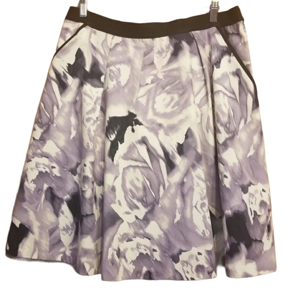 Ellen Tracy | Women's Purple & White Floral Swing Skirt (Size 14) - Picture 1 of 7